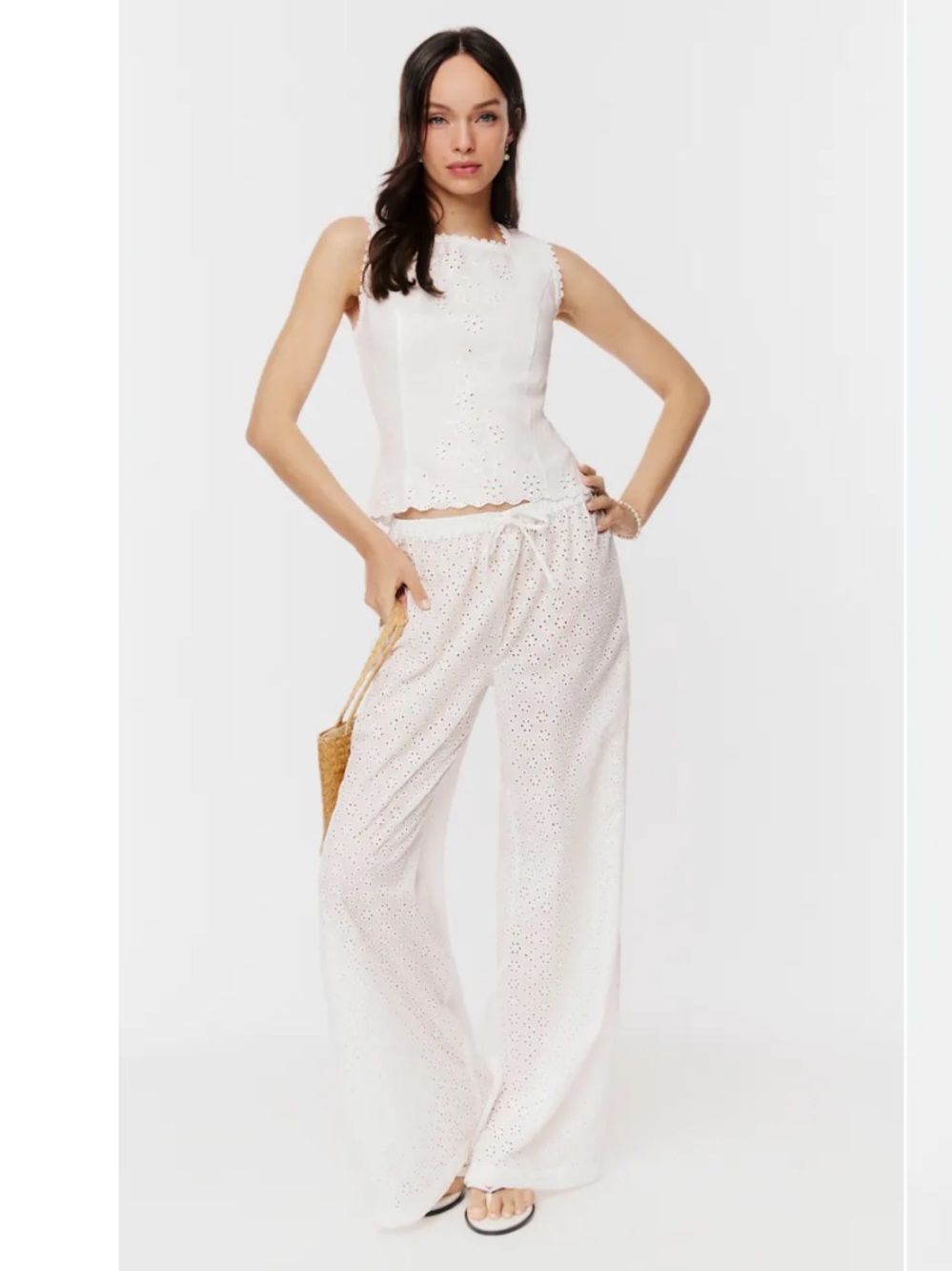 Reformation OLINA Pants Eyelet Wide-Leg size size Sm